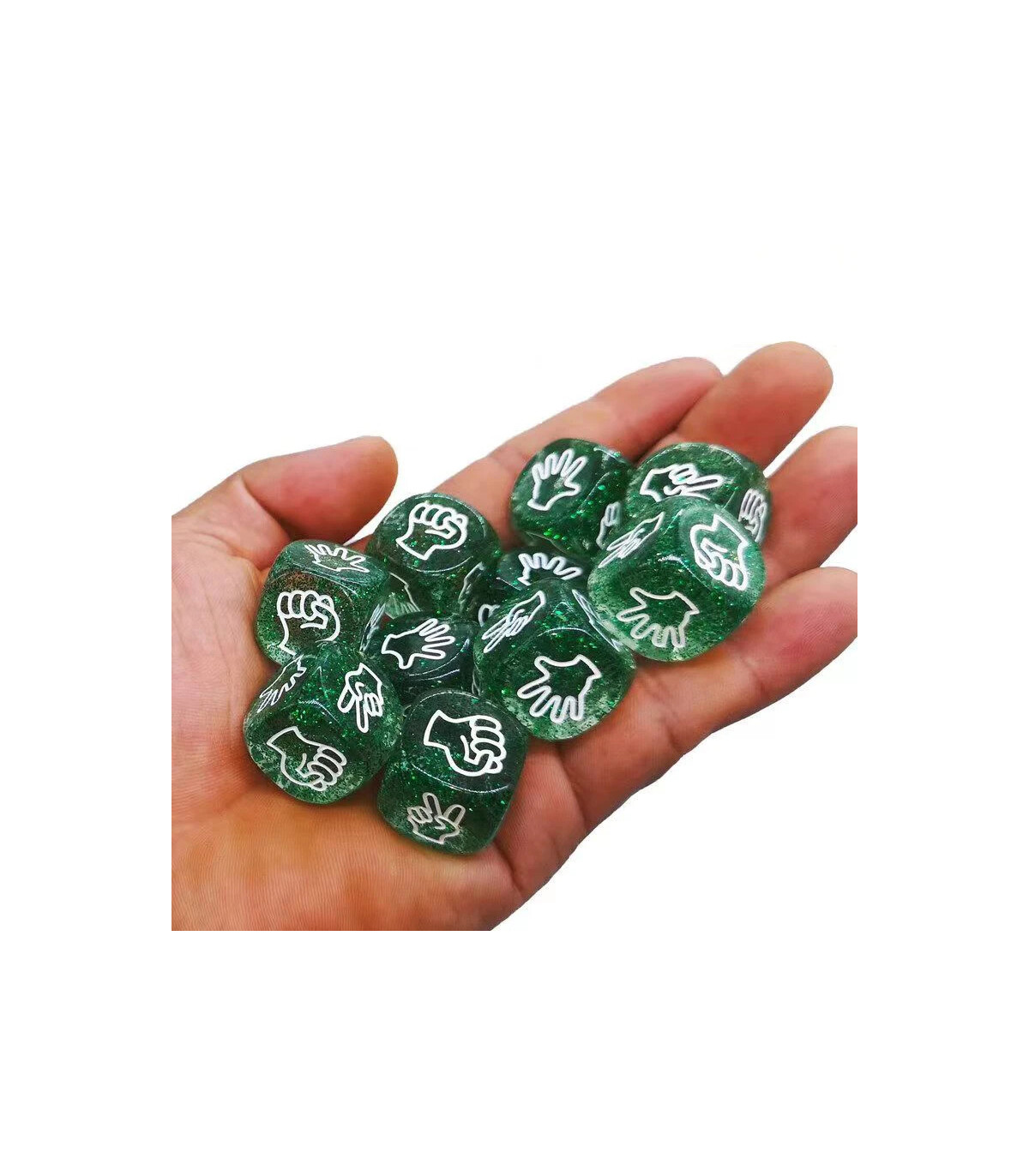 [10 Piece Assorted] 10 pièces dés à paillettes 6 faces 20MM roche papier ciseaux jouet fête KTV