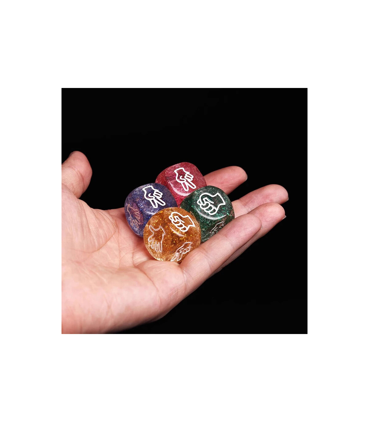 [10 Piece Assorted] 10 pièces dés à paillettes 6 faces 20MM roche papier ciseaux jouet fête KTV