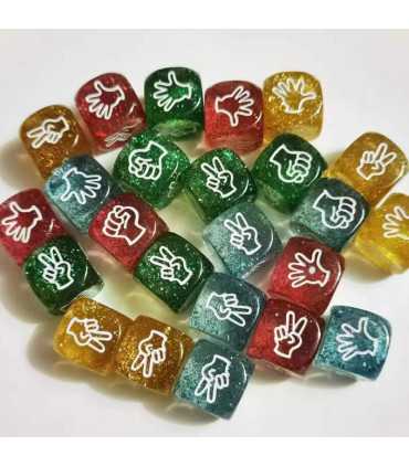 [10 Piece Assorted] 10 pièces dés à paillettes 6 faces 20MM roche papier ciseaux jouet fête KTV