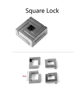 [15 Square Lock] Jouets classiques non enveloppés IQ, casse-tête en métal, Puzzle magique dérou