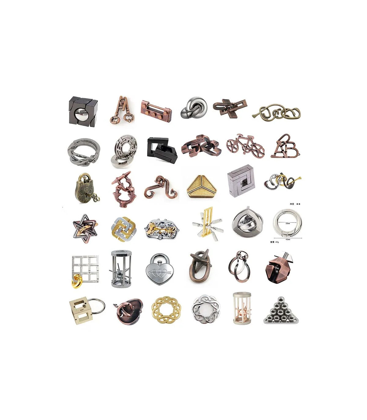 [12 Dulcimer Lock] Jouets classiques non enveloppés IQ, casse-tête en métal, Puzzle magique dér