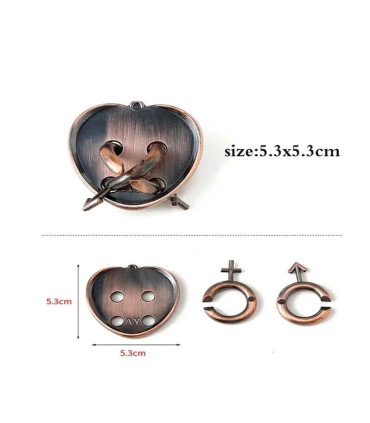 [18 Heart Lock] Jouets classiques non enveloppés IQ, casse-tête en métal, Puzzle magique dérout
