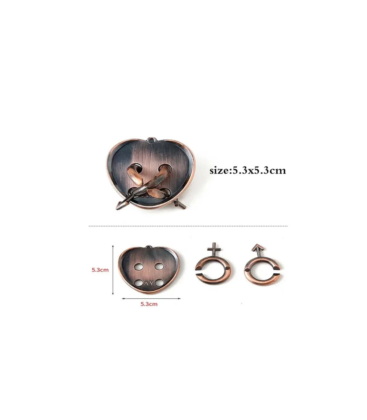 [18 Heart Lock] Jouets classiques non enveloppés IQ, casse-tête en métal, Puzzle magique dérout