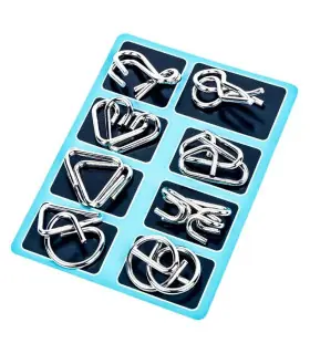 [8 Pieces Set Blue] Jouets classiques non enveloppés IQ, casse-tête en métal, Puzzle magique dé