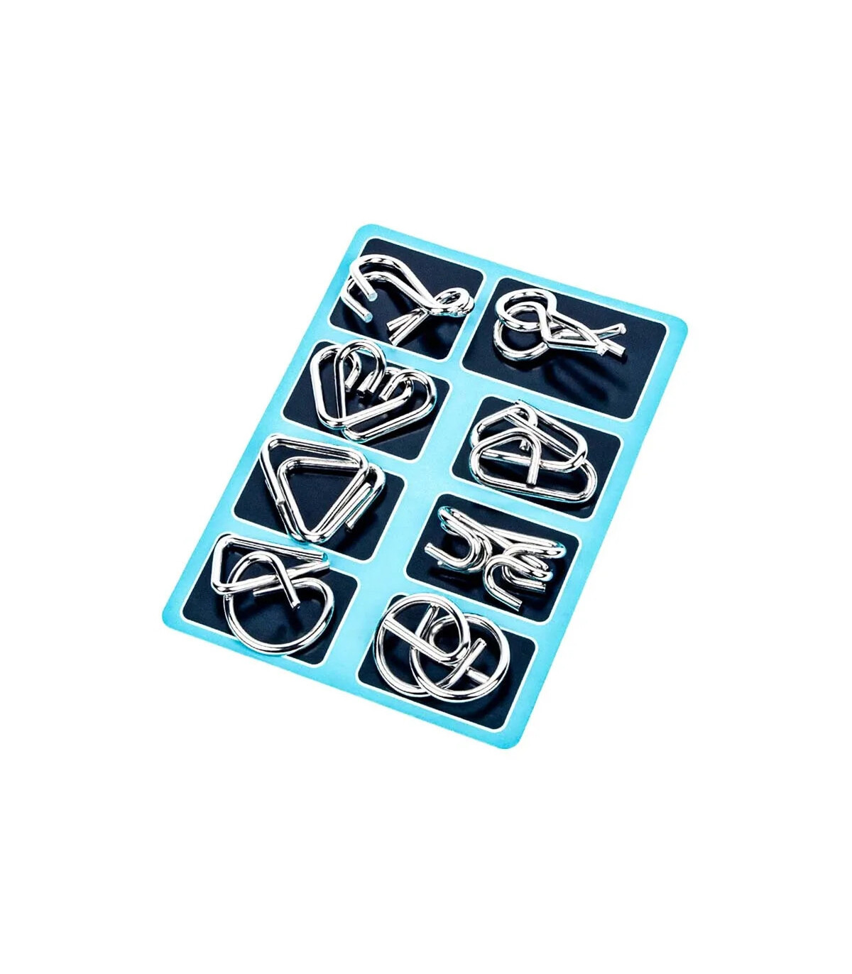 [8 Pieces Set Blue] Jouets classiques non enveloppés IQ, casse-tête en métal, Puzzle magique dé