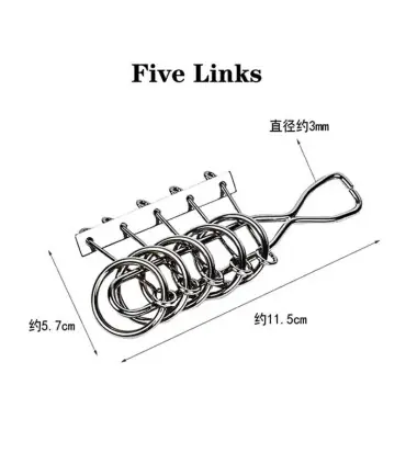 [35 Five Links] Jouets classiques non enveloppés IQ, casse-tête en métal, Puzzle magique dérout