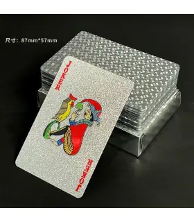 [Silver] Cartes de jeu en plastique résistantes à l\'eau, dorées 24 carats, jeu de poker, jeux d