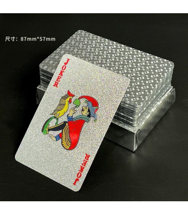 [Silver] Cartes de jeu en plastique résistantes à l\'eau, dorées 24 carats, jeu de poker, jeux d