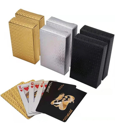 [Silver] Cartes de jeu en plastique résistantes à l\'eau, dorées 24 carats, jeu de poker, jeux d