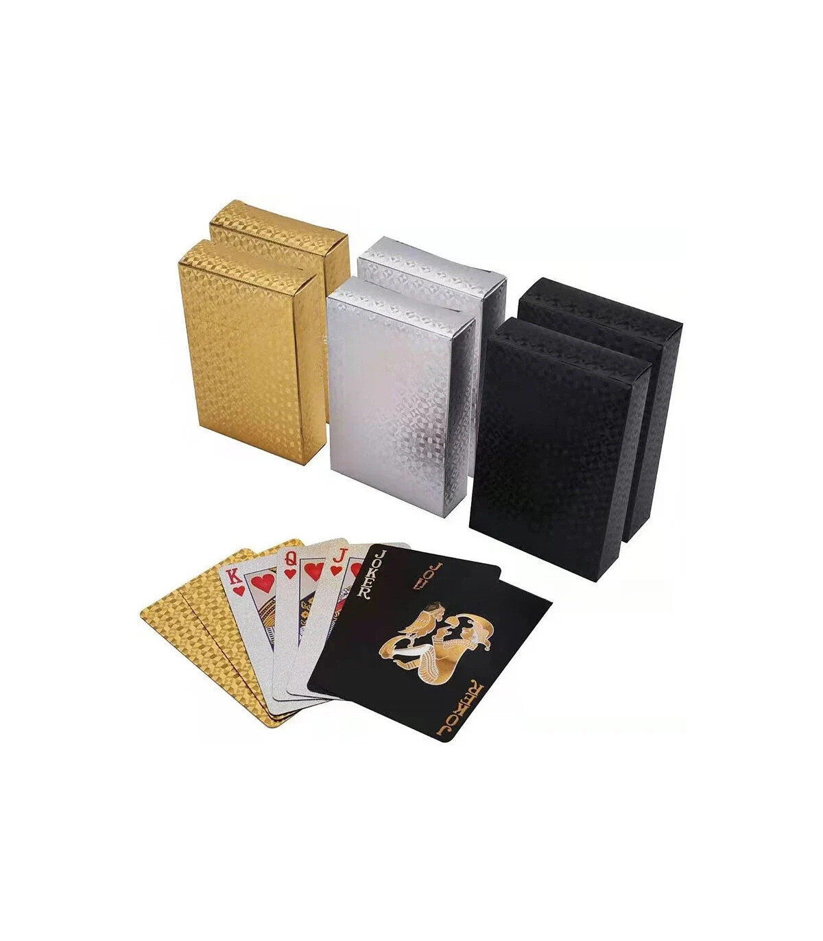 [Silver] Cartes de jeu en plastique résistantes à l\'eau, dorées 24 carats, jeu de poker, jeux d
