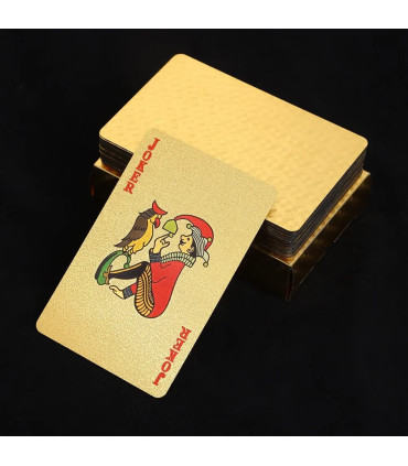 [Golden] Cartes de jeu en plastique résistantes à l\'eau, dorées 24 carats, jeu de poker, jeux d