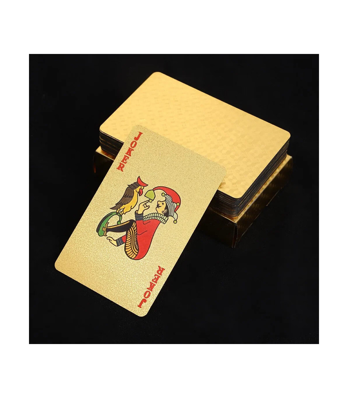 [Golden] Cartes de jeu en plastique résistantes à l\'eau, dorées 24 carats, jeu de poker, jeux d
