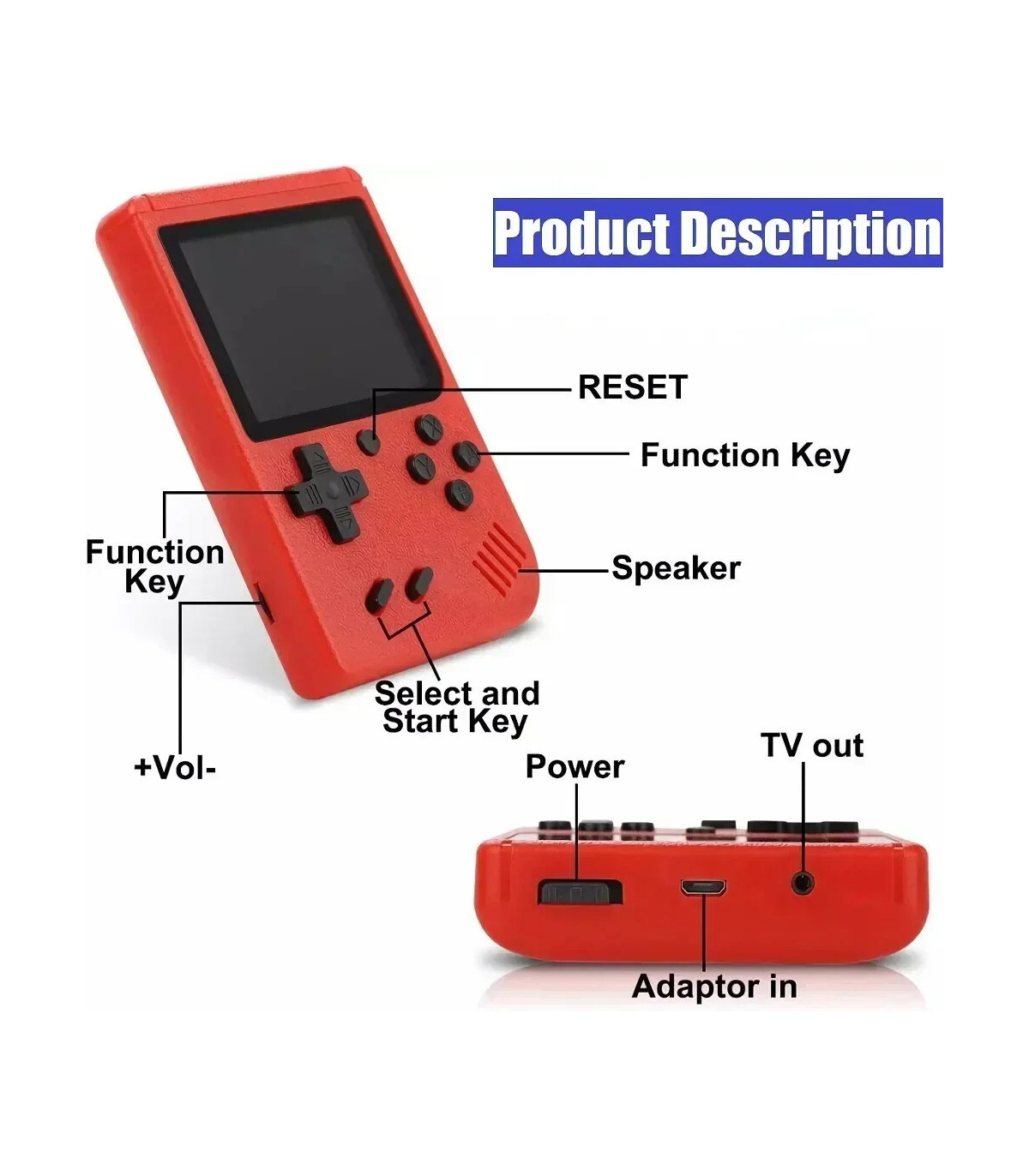 [Black-Doubles] Console de jeu rétro portable – LCD de 3 pouces, plus de 400 jeux classiques 8 