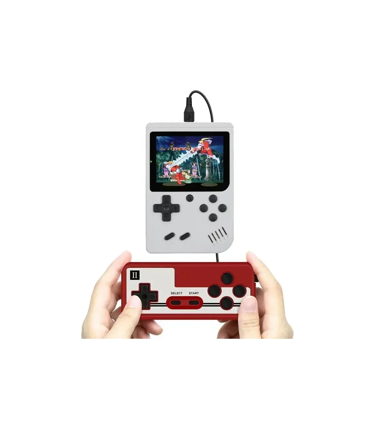 [White-Doubles] Console de jeu rétro portable – LCD de 3 pouces, plus de 400 jeux classiques 8 