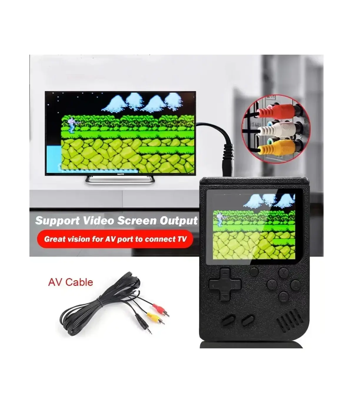 [White-Doubles] Console de jeu rétro portable – LCD de 3 pouces, plus de 400 jeux classiques 8 