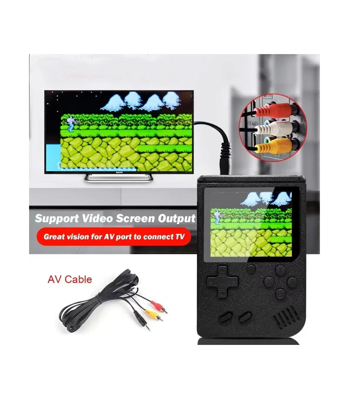[Black] Console de jeu rétro portable – LCD de 3 pouces, plus de 400 jeux classiques 8 bits int
