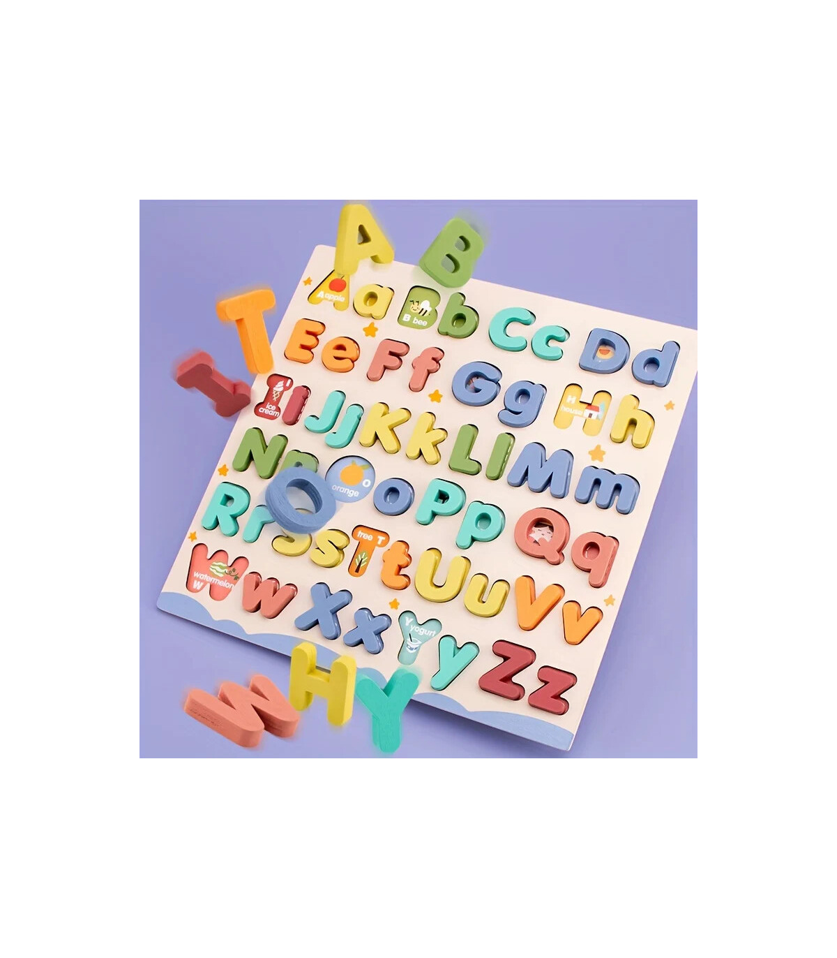 [NB200C1] Puzzle éducatif Abc en bois, boîtier supérieur et boîtier inférieur, lettres pour cad