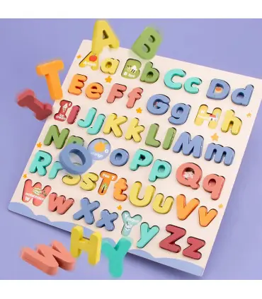 [NB200C1] Puzzle éducatif Abc en bois, boîtier supérieur et boîtier inférieur, lettres pour cad