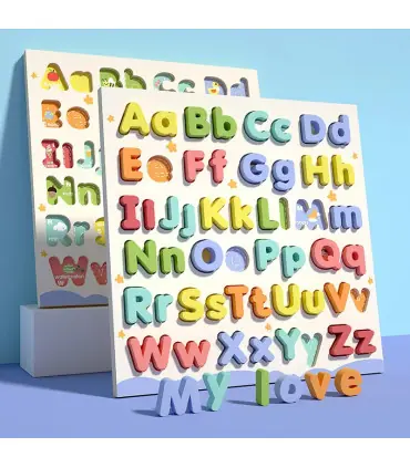 [NB200C1] Puzzle éducatif Abc en bois, boîtier supérieur et boîtier inférieur, lettres pour cad