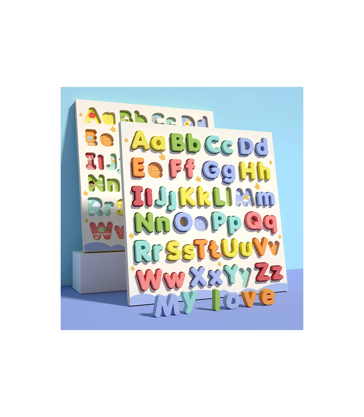 [NB200C1] Puzzle éducatif Abc en bois, boîtier supérieur et boîtier inférieur, lettres pour cad