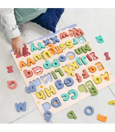 [NB200C1] Puzzle éducatif Abc en bois, boîtier supérieur et boîtier inférieur, lettres pour cad