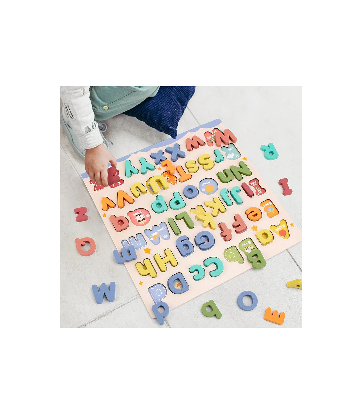 [NB200C1] Puzzle éducatif Abc en bois, boîtier supérieur et boîtier inférieur, lettres pour cad
