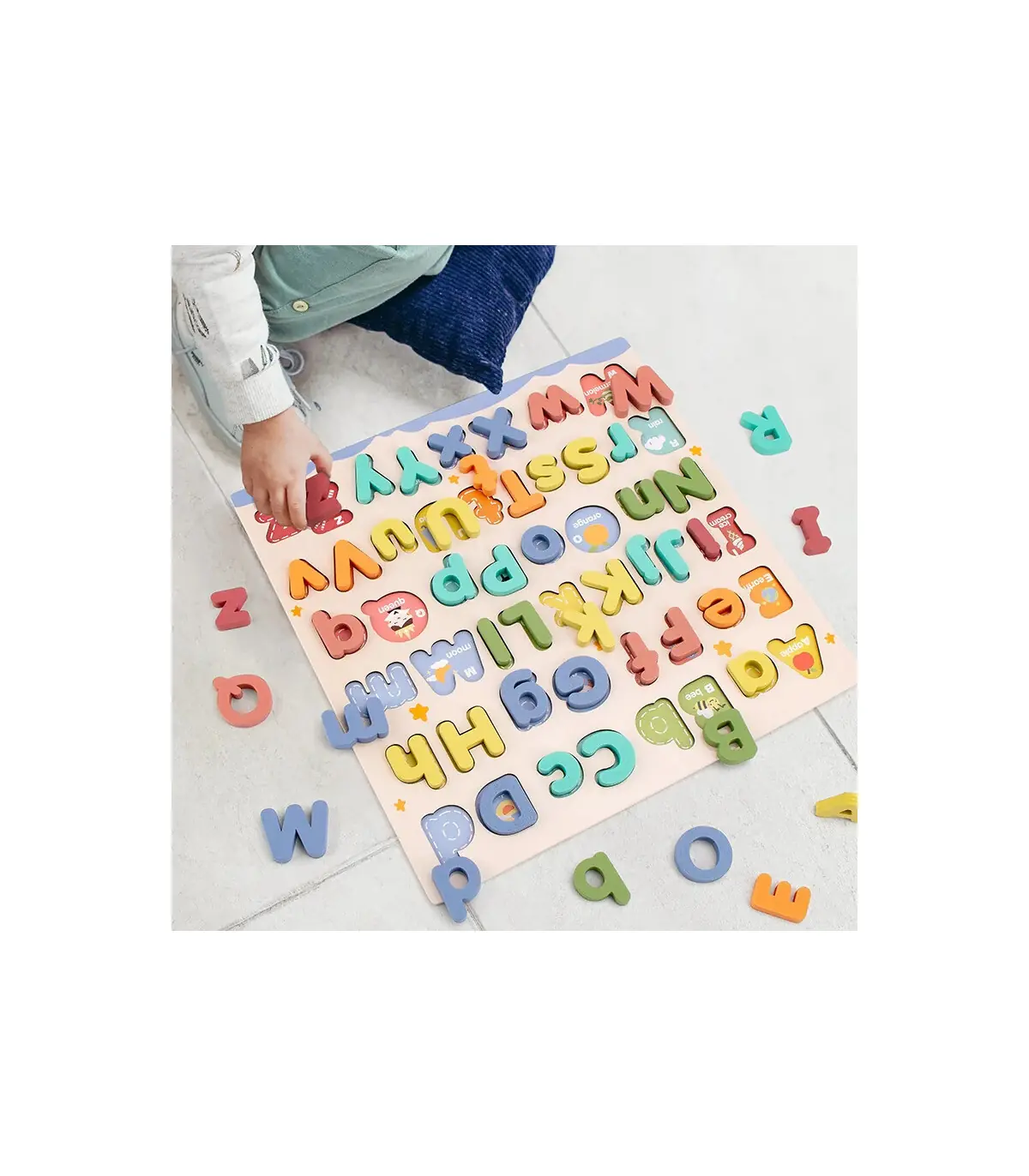 [NB200C1] Puzzle éducatif Abc en bois, boîtier supérieur et boîtier inférieur, lettres pour cad
