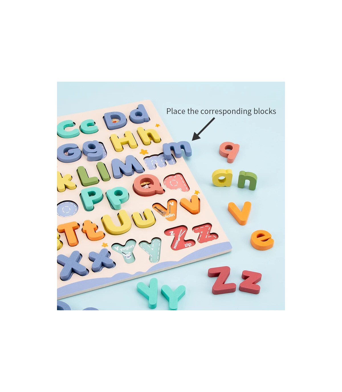 [NB200C1] Puzzle éducatif Abc en bois, boîtier supérieur et boîtier inférieur, lettres pour cad