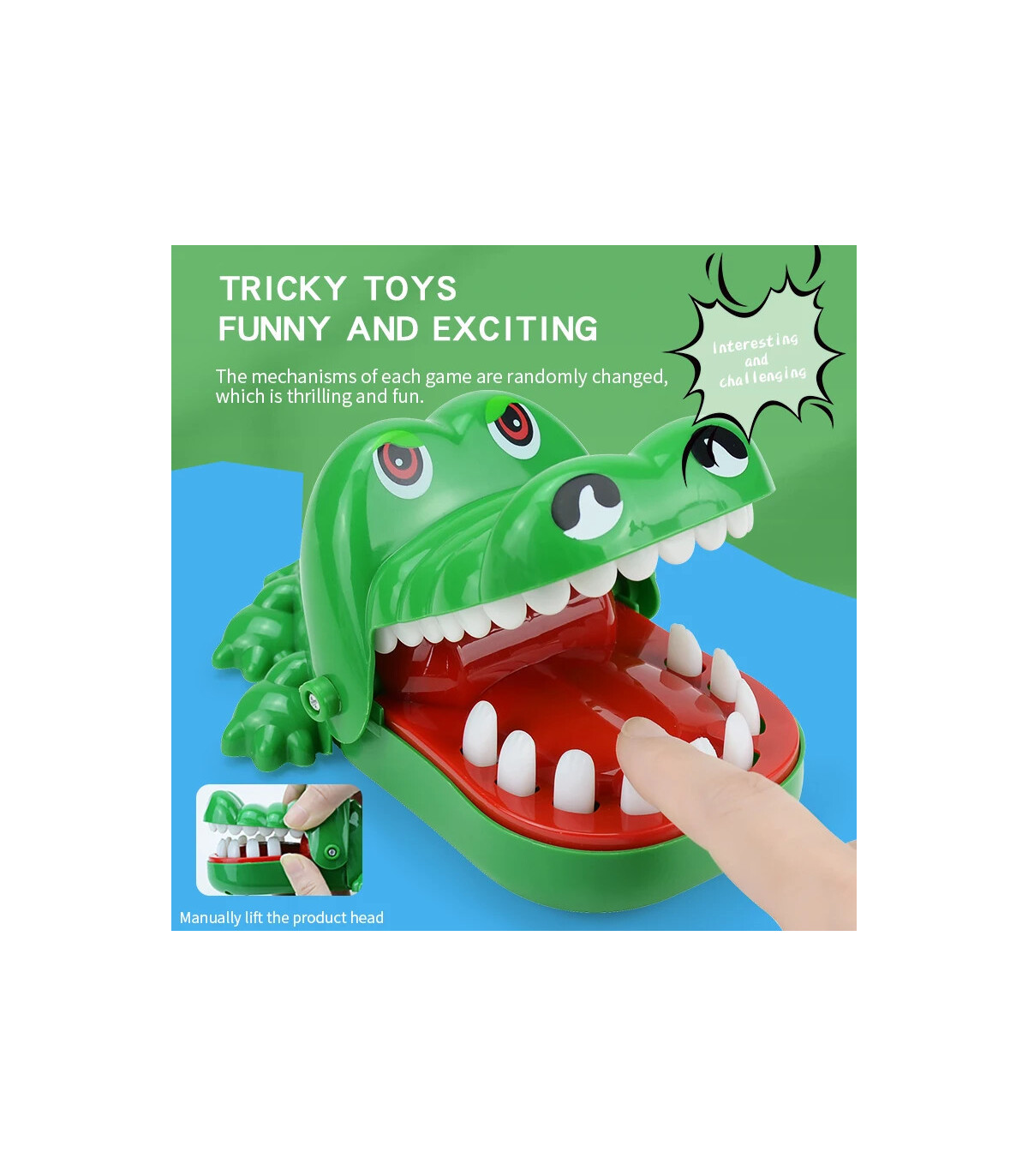 [No box] Dents de crocodile mordant les doigts, jeu de main, jouets drôles pour enfants et adul