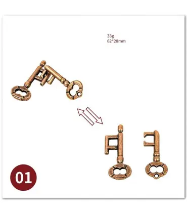 [01 Key Lock] No1-39 Puzzle débloquant jouets classique IQ métal casse-tête magique déroutant P