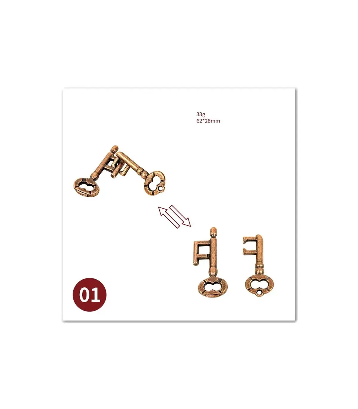 [01 Key Lock] No1-39 Puzzle débloquant jouets classique IQ métal casse-tête magique déroutant P