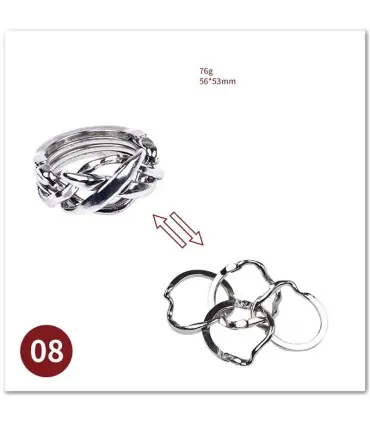 [08 Magic Ring] No1-39 Puzzle débloquant jouets classique IQ métal casse-tête magique déroutant