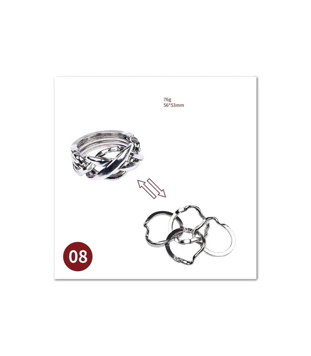 [08 Magic Ring] No1-39 Puzzle débloquant jouets classique IQ métal casse-tête magique déroutant