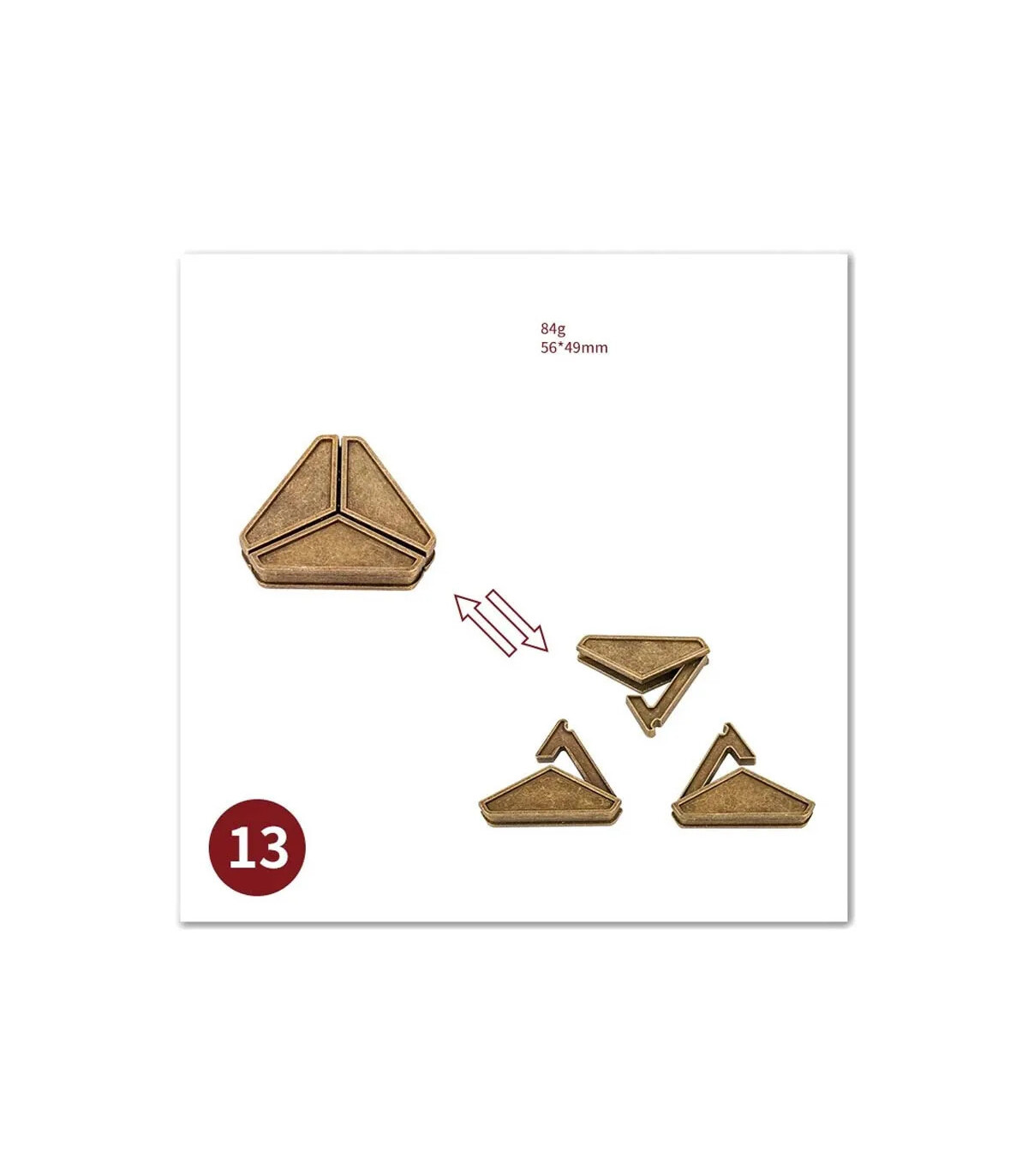 [13 Triangle Lock] No1-39 Puzzle débloquant jouets classique IQ métal casse-tête magique dérout