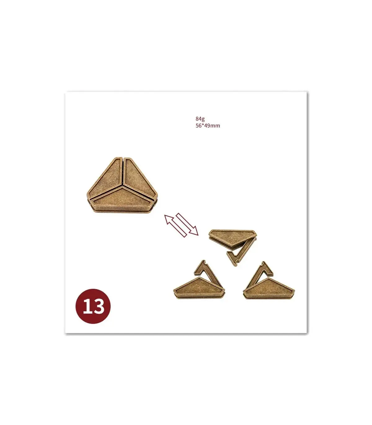 [13 Triangle Lock] No1-39 Puzzle débloquant jouets classique IQ métal casse-tête magique dérout