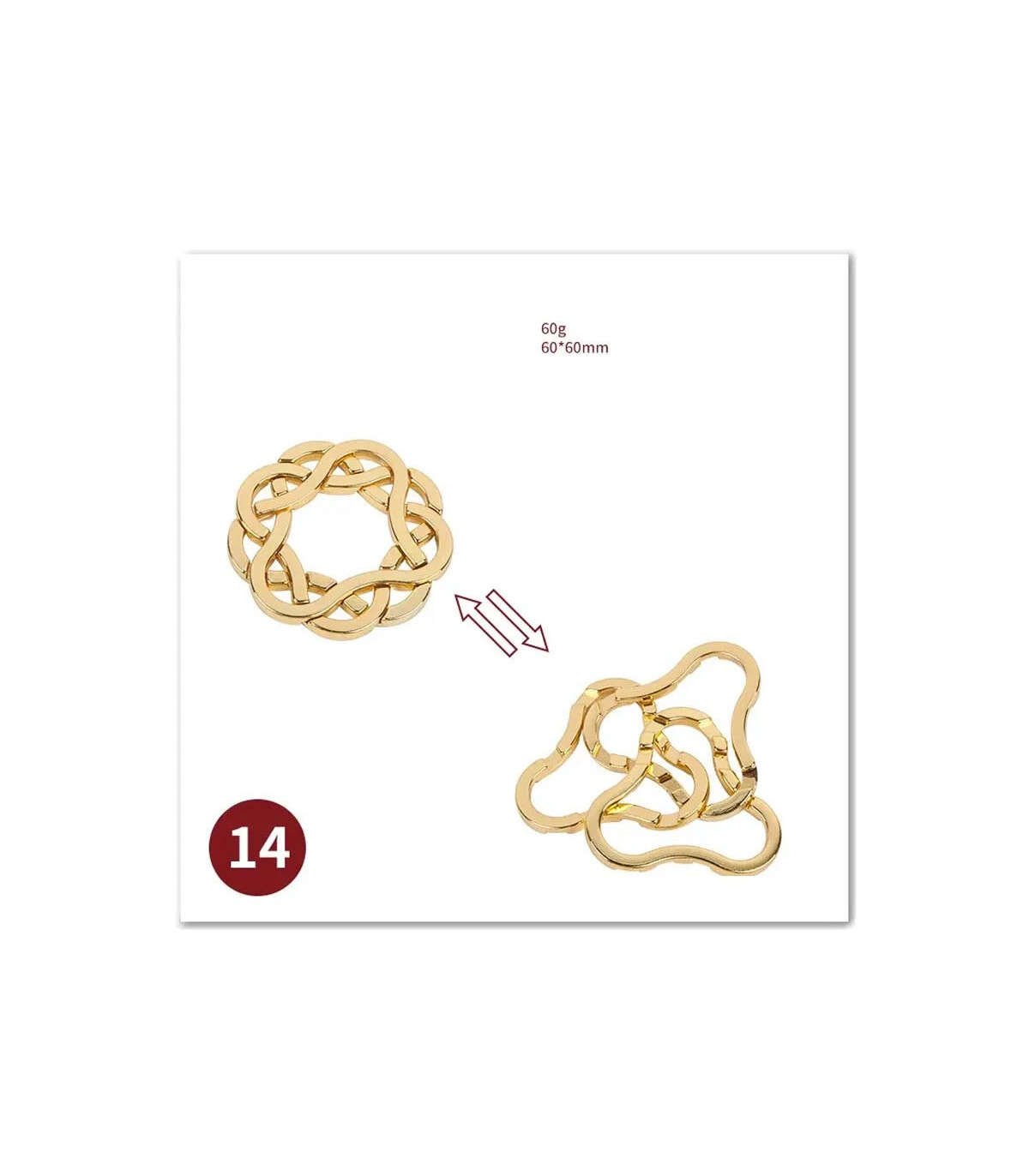[14 Chinese Knot Gold] No1-39 Puzzle débloquant jouets classique IQ métal casse-tête magique dé