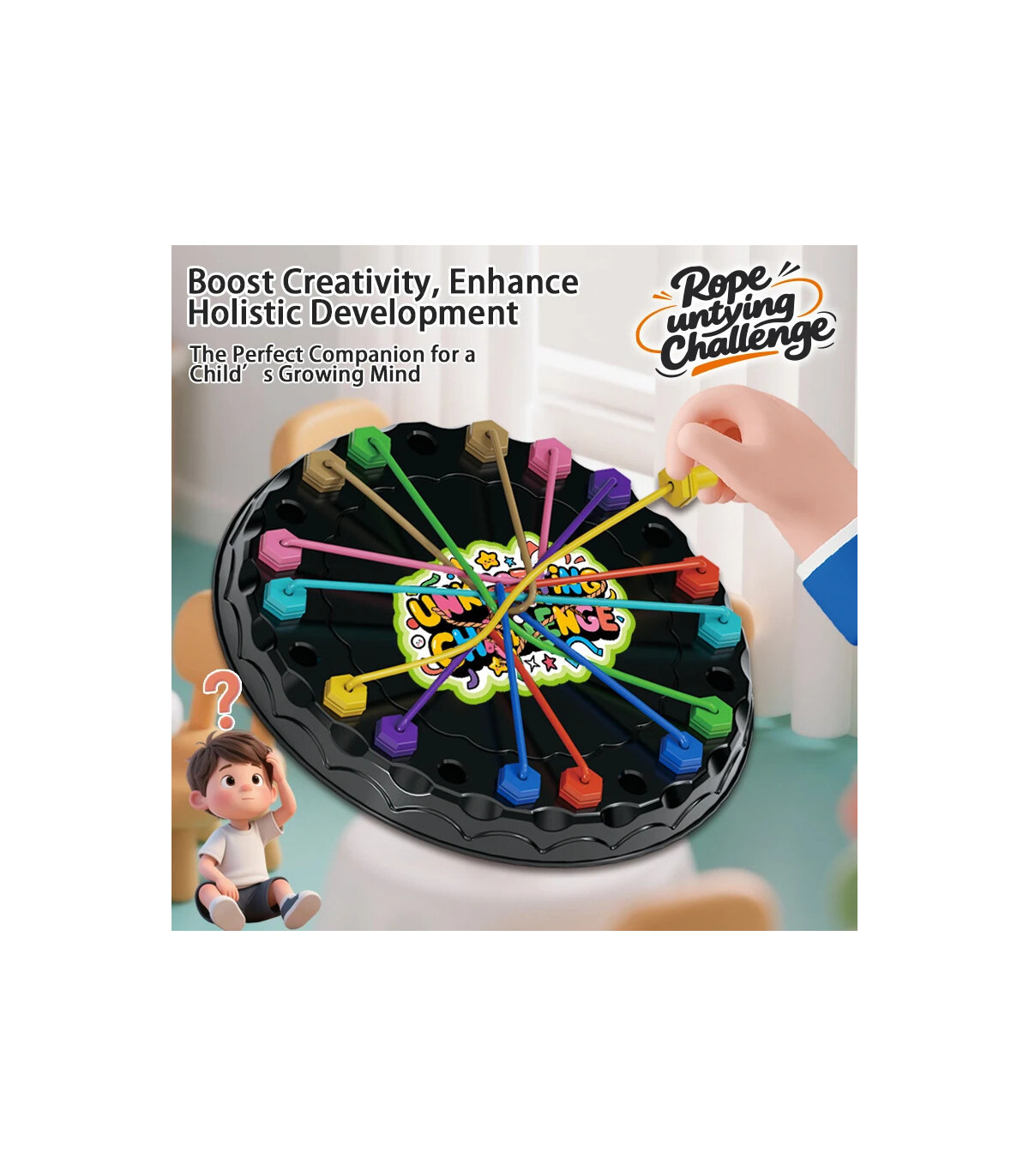 [1pcs] Puzzle de défi de résolution de corde, jouet intellectuel pour enfants, jeu d\'attache de