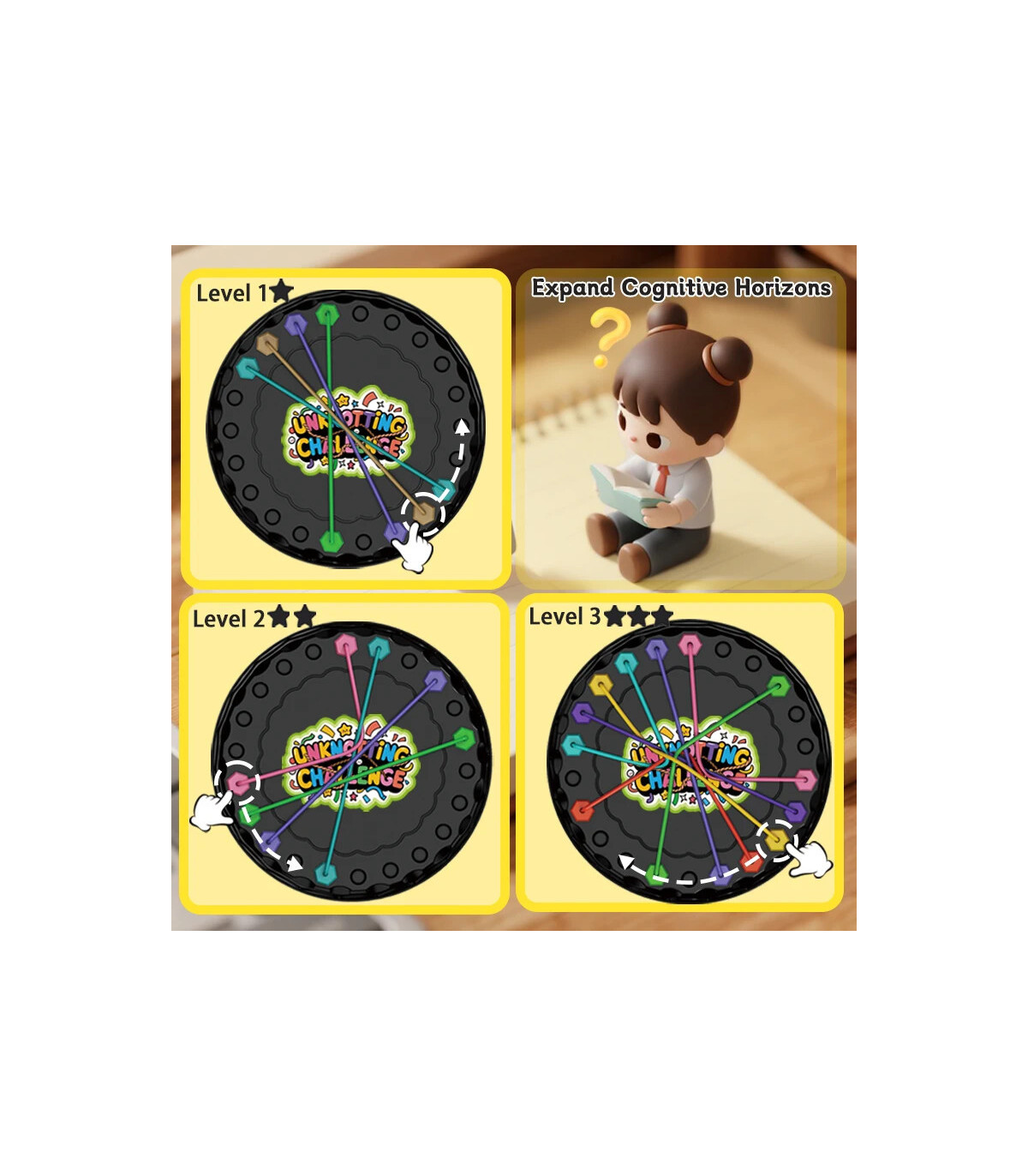 [1pcs] Puzzle de défi de résolution de corde, jouet intellectuel pour enfants, jeu d\'attache de