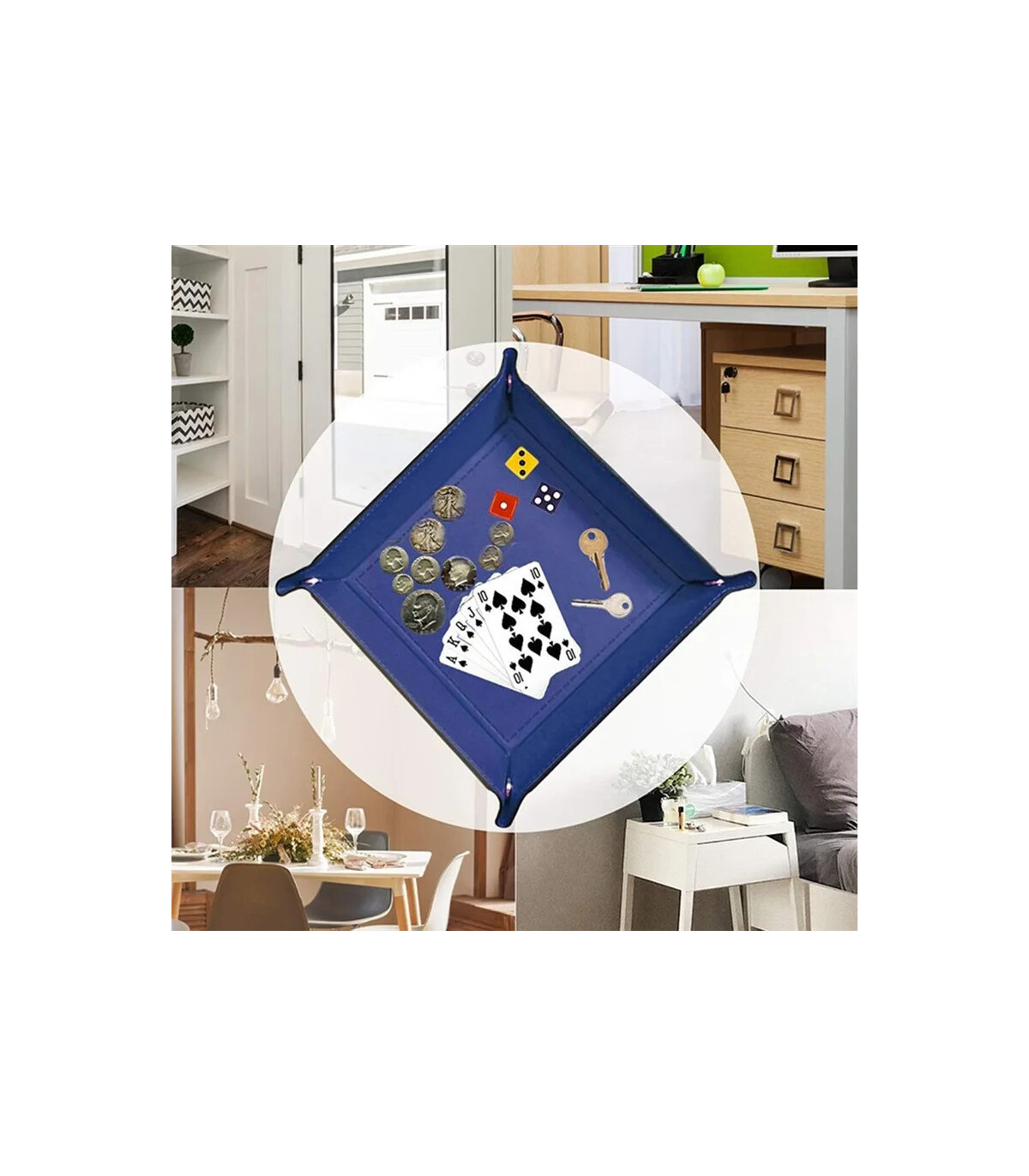 [Wine Red] Boîte à dés pliante pour jeu, solide, portable, à utiliser