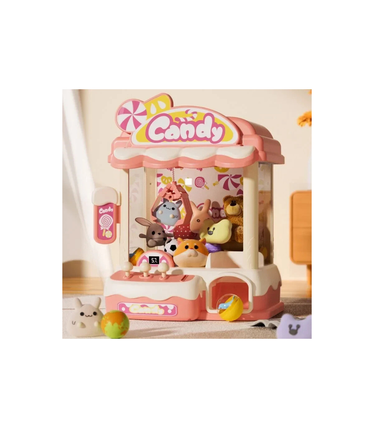 [33976-Pink] Mini Machine à griffes pour enfants, jouets, jeu à pièces de monnaie, prix de bric