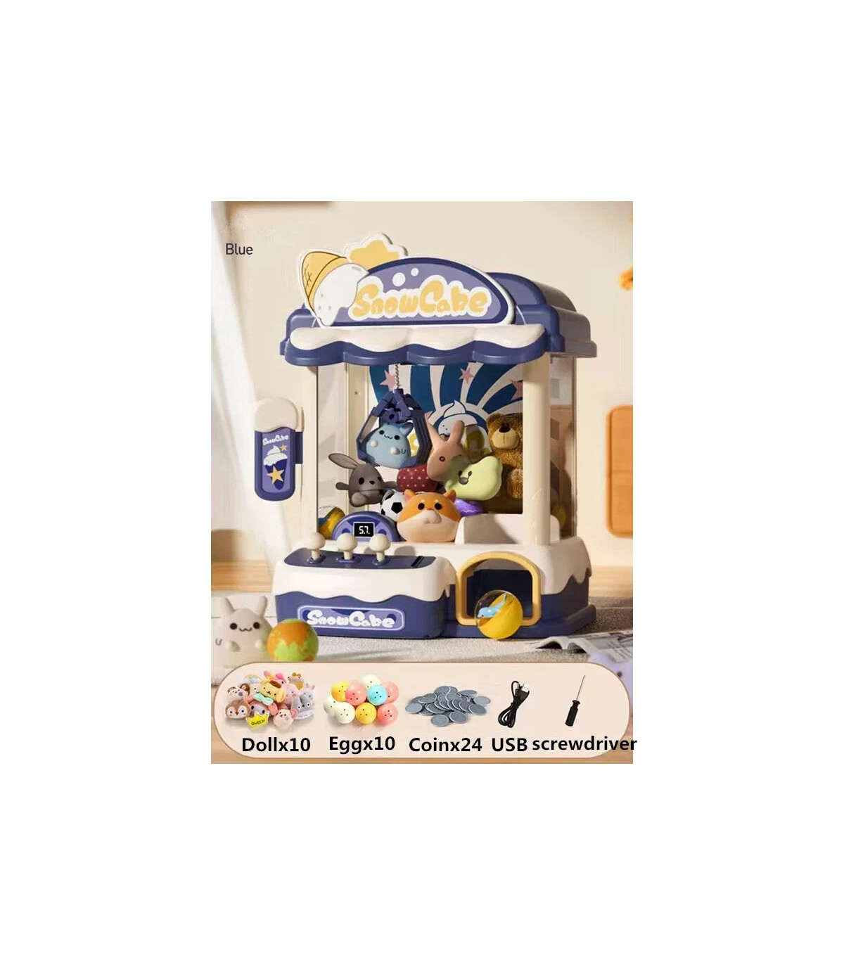 [33976-Blue] Mini Machine à griffes pour enfants, jouets, jeu à pièces de monnaie, prix de bric