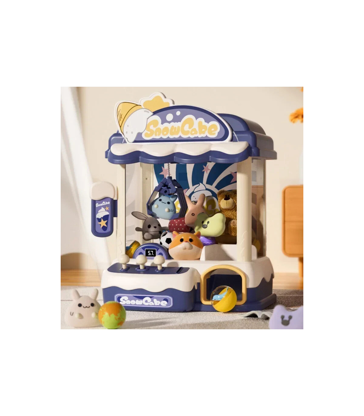 [33976-Blue] Mini Machine à griffes pour enfants, jouets, jeu à pièces de monnaie, prix de bric