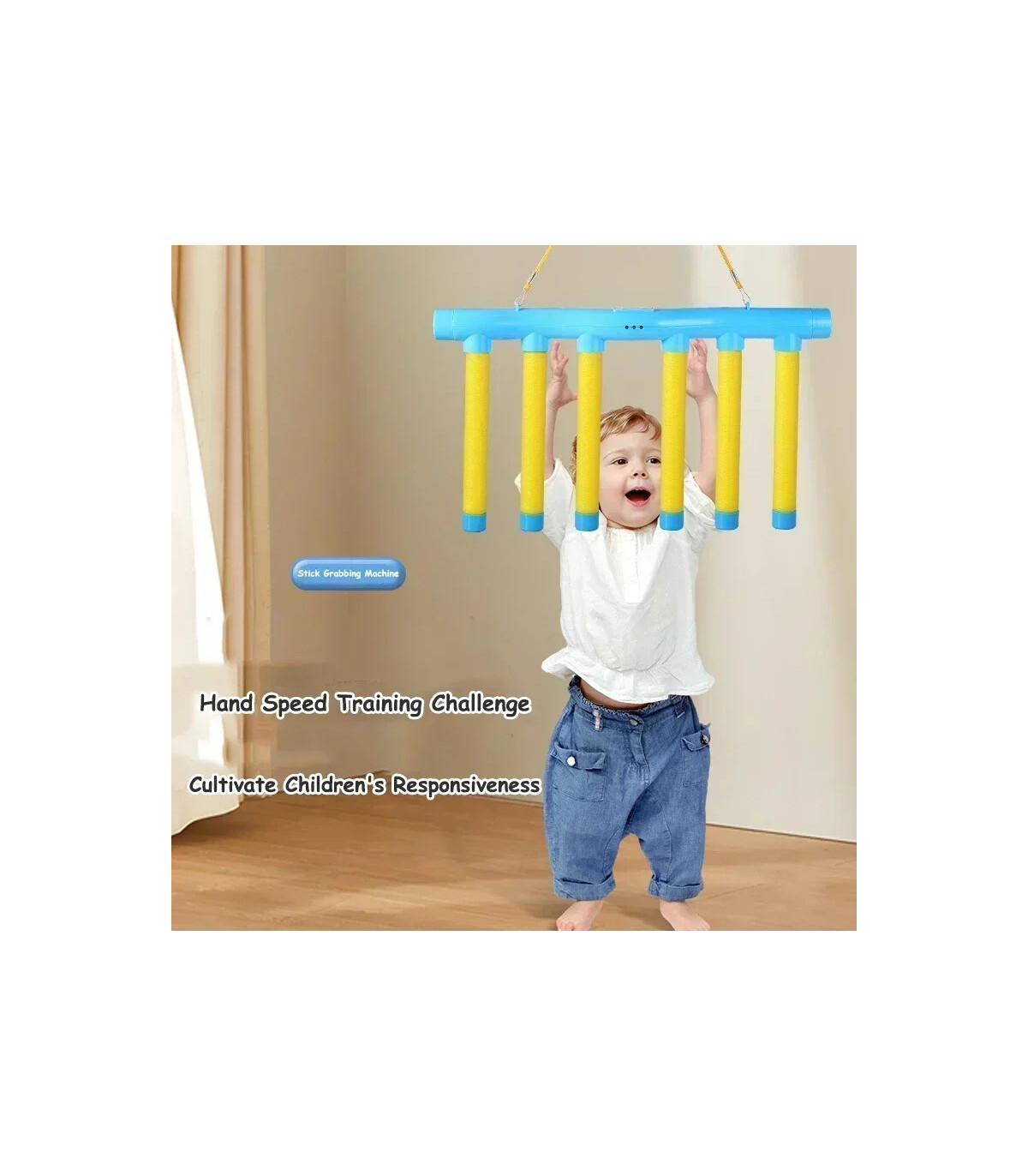 [Bleu] Défi chute de bâtons jeu enfants bâton attraper jouet formation capacité de réaction édu
