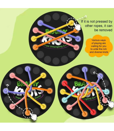 [As shown] Jouets éducatifs de défi de resserrement de corde, nœuds de corde pour enfants, jeu 