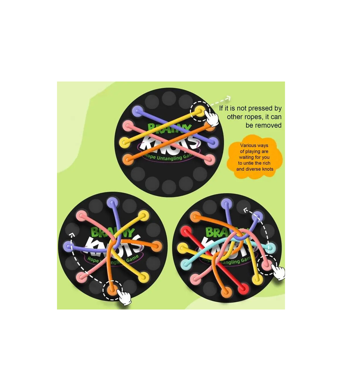 [As shown] Jouets éducatifs de défi de resserrement de corde, nœuds de corde pour enfants, jeu 