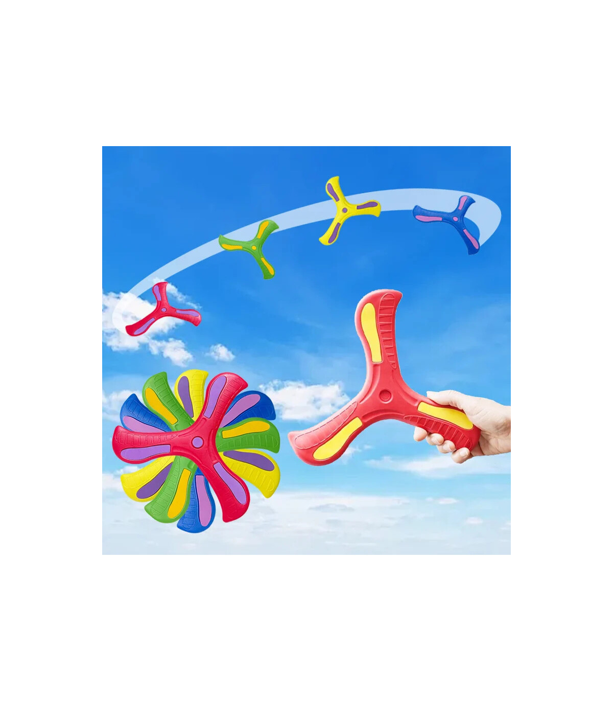 [1Pcs random] Jouet Boomerang doux pour enfants, croix à trois feuilles, disque volant en plein
