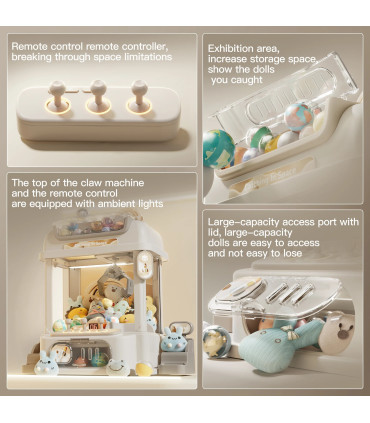 [10PCs Dolls] Machine à griffes télécommandée, machine de jeu de poupée à clip, jouet de poupée