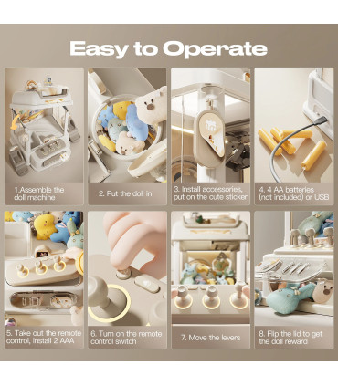 [10PCs Dolls] Machine à griffes télécommandée, machine de jeu de poupée à clip, jouet de poupée