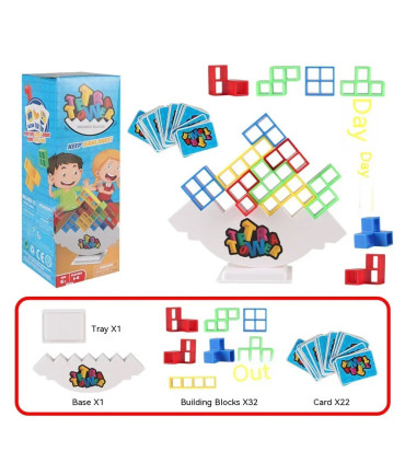[32 Pcs] Puzzles Tetra Tower Fun Balance blocs de construction empilables jeu de société pour e