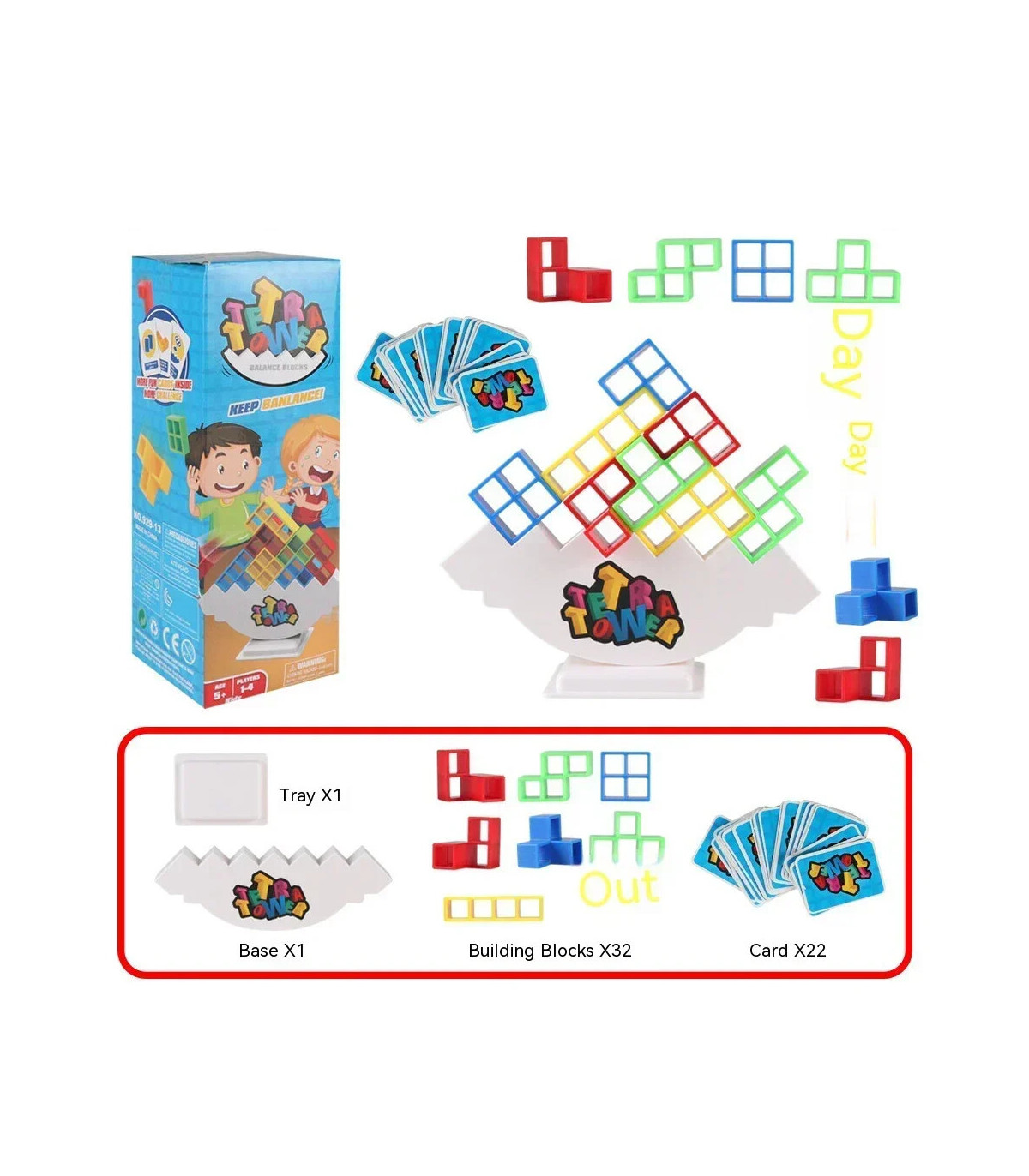 [32 Pcs] Puzzles Tetra Tower Fun Balance blocs de construction empilables jeu de société pour e